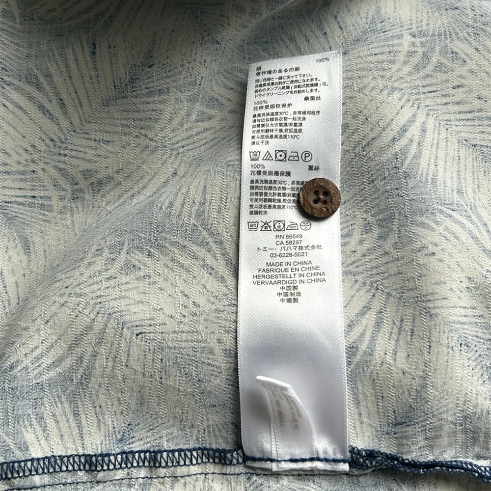 NWOT Men's Tommy Bahama Hawaiian Shirt Blue & White Palm Leaf 100% Silk XXL/TTG - Picture 7 of 8